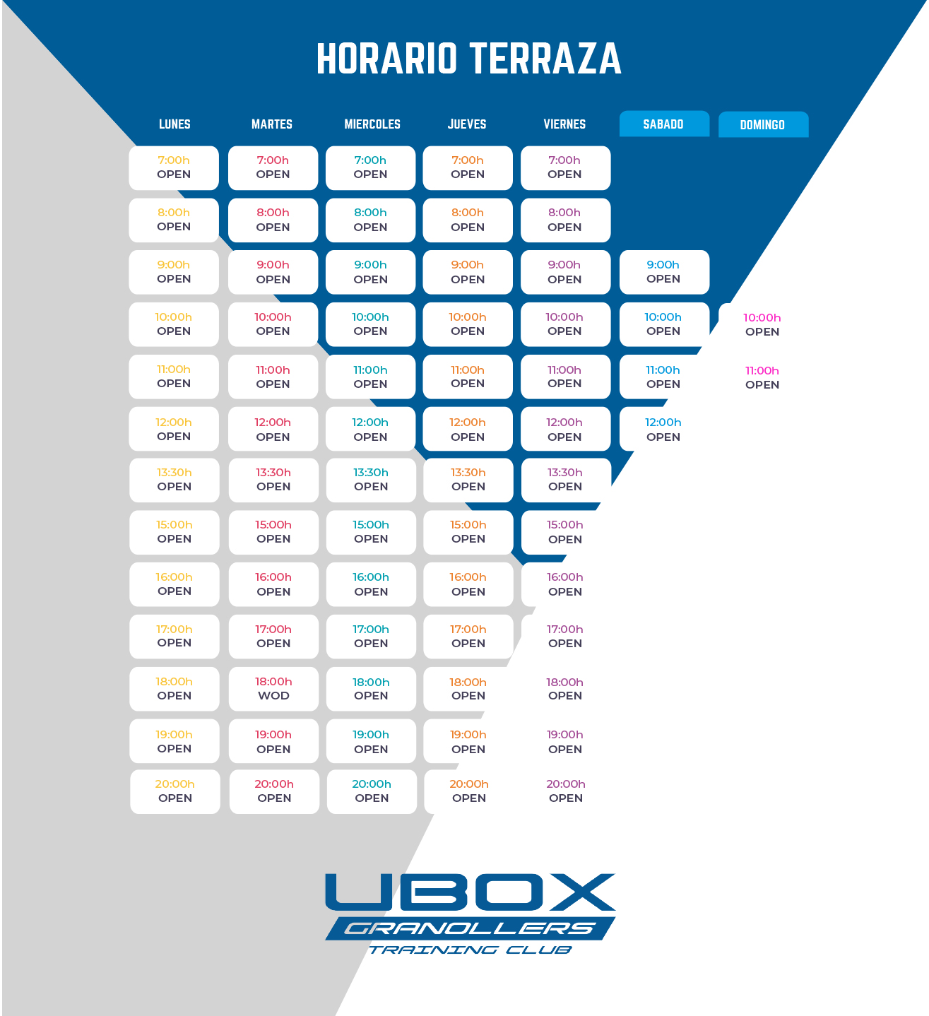 Horario UBOX Granollers Terraza