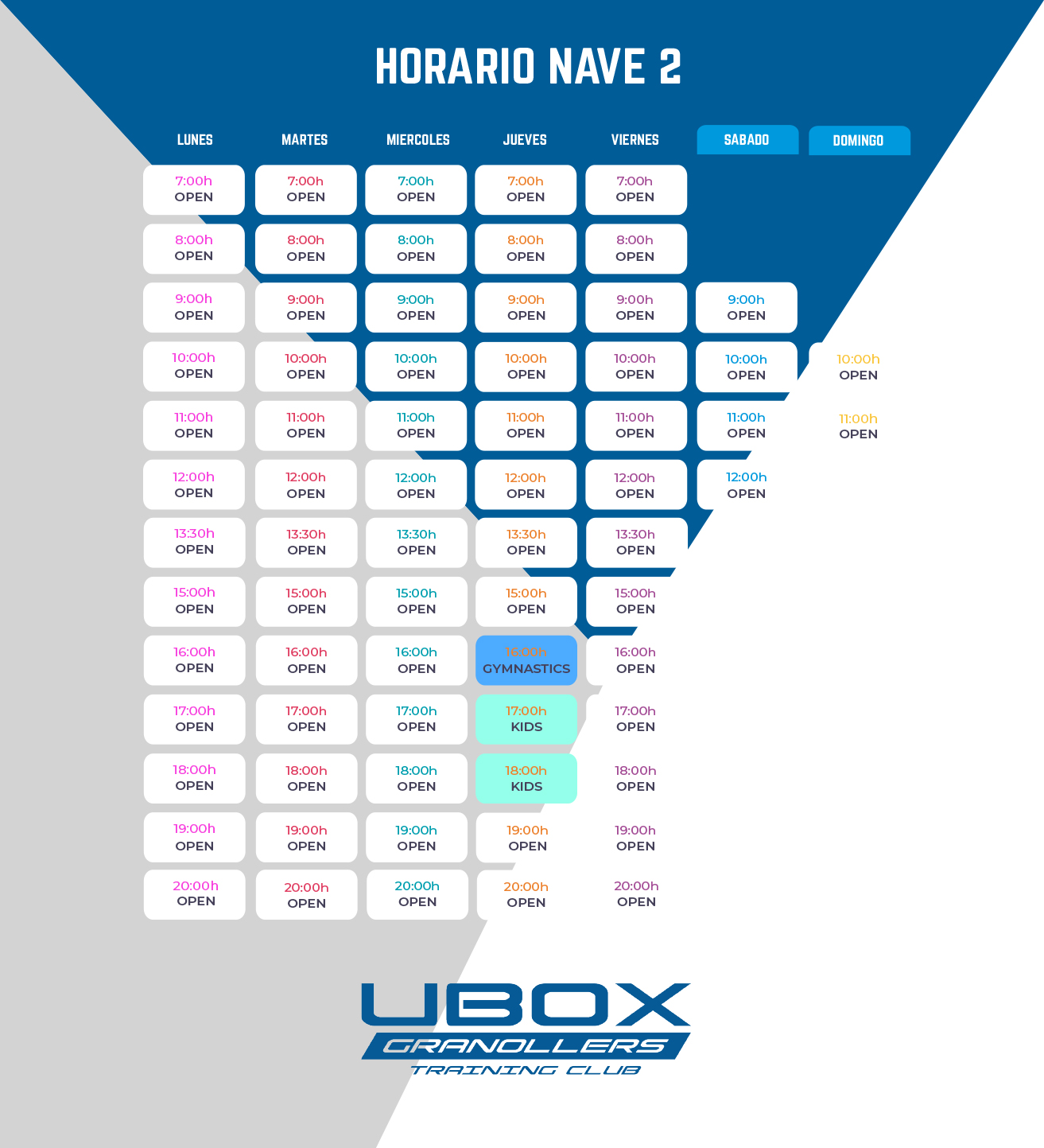 Horario UBOX Granollers 2025