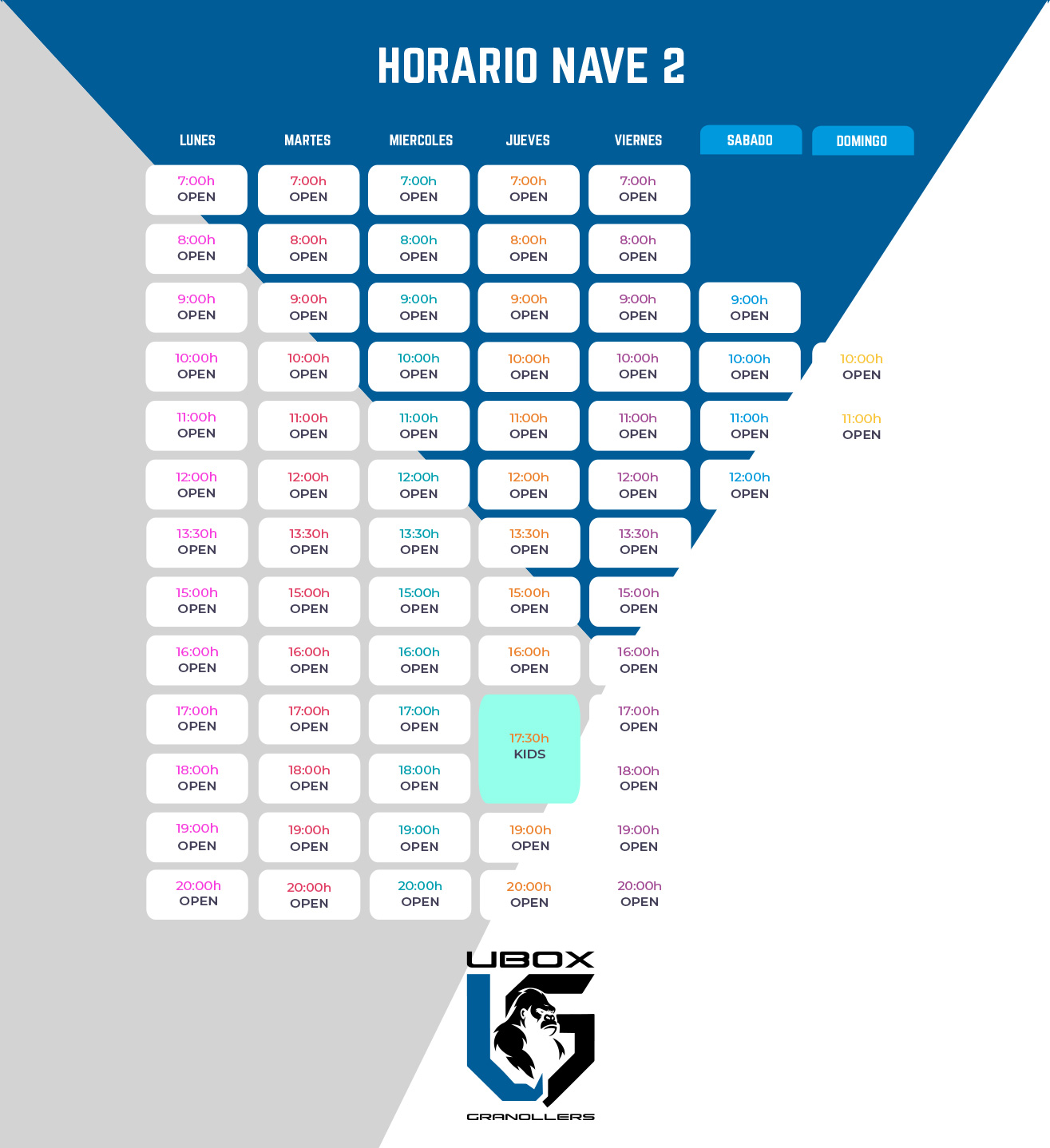 Horario UBOX Granollers Training Club
