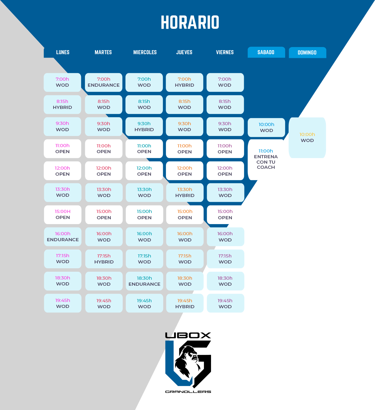 UBOX Granollers Horario 2025