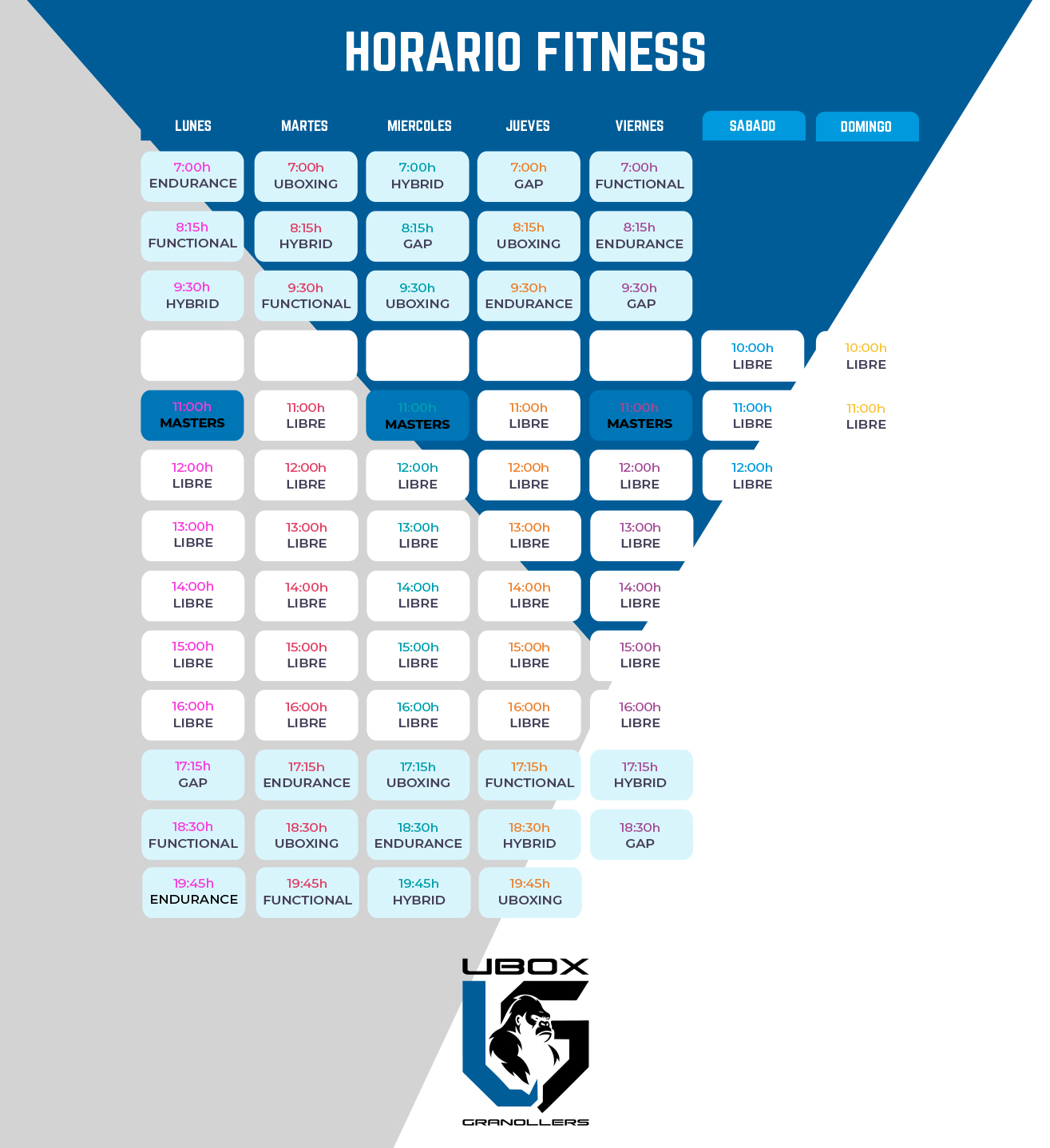 Horario UBOX Fitness 2025