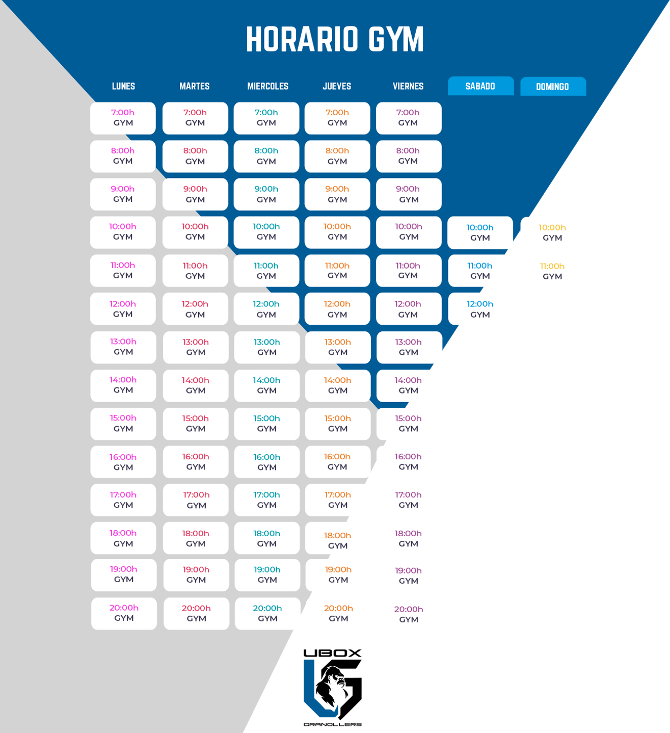 Horario UBOX Fitness Gym 2025