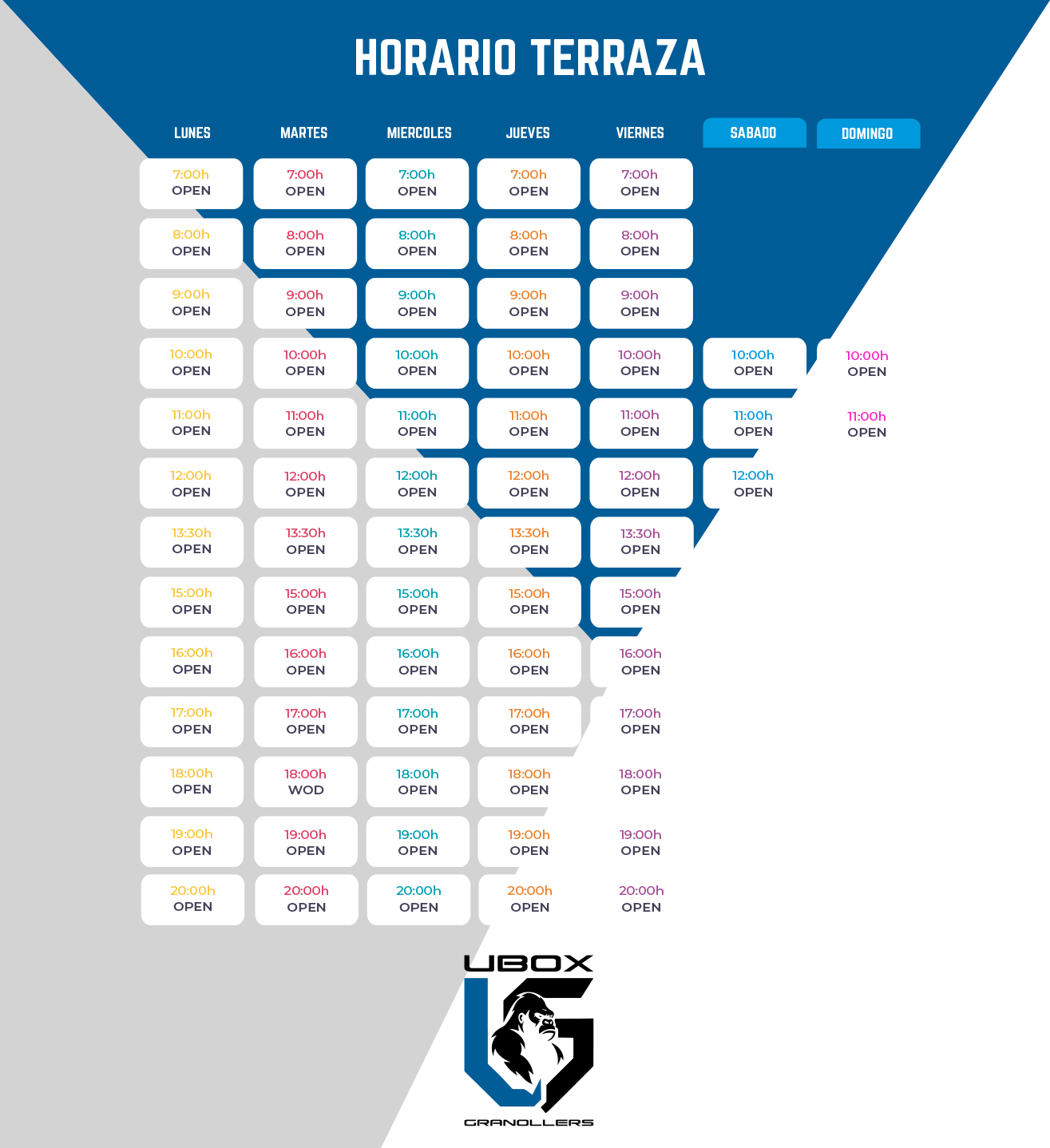 Horario UBOX Granollers 2025